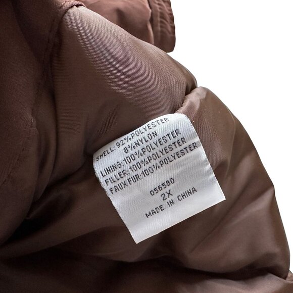 Weather Stopper Totes Water Resistant Parka Jacket Plus Sz 2X Brown Puffer Coat - Picture 7 of 9